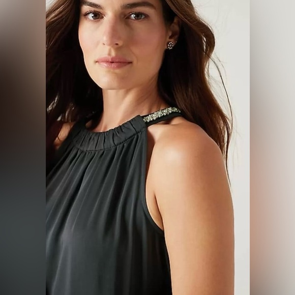 NWT J Jill Embellished Halter-Neck Dress Greystone Color Size M - Picture 4 of 7